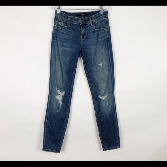 J Brand Distressed Cropped Skinny Denim Jeans - Picture 4 of 9